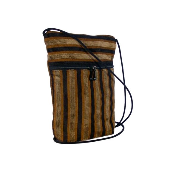 MARUCA Black + Tan Stripe Tapestry Small Crossbody Bag = Made in COLORADO - Picture 3 of 8